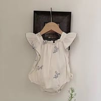 jennybebeパープルフラワー刺繍ロンパース(2163)