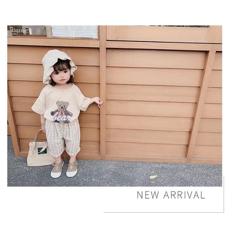即納◆Bear半袖Tシャツorギンガムチェックパンツ(1116)