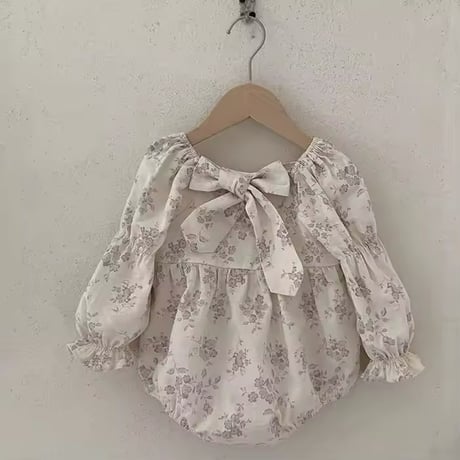 jennybebe 姉妹お揃いヴィンテージフラワーバッグリボンロンパースorワンピース(1014)