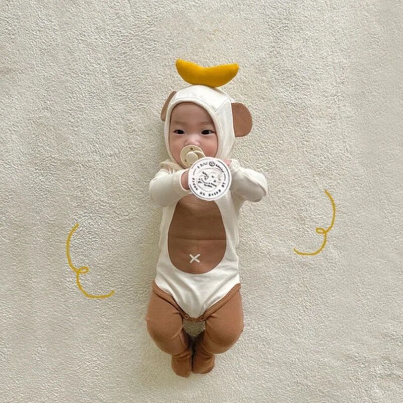 2color バナナモンキーロンパース(2271) | こどもふく🧸mocokids