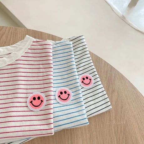 pinkにこちゃんボーダー半袖セットアップ(3150)
