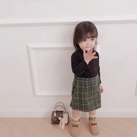 チェックウールスカートキュロット(539)
