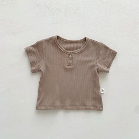 半袖リブトップス×くまワッペンサロペット(3037)