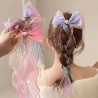 3color レインボーチュールリボンヘアクリップ(936)