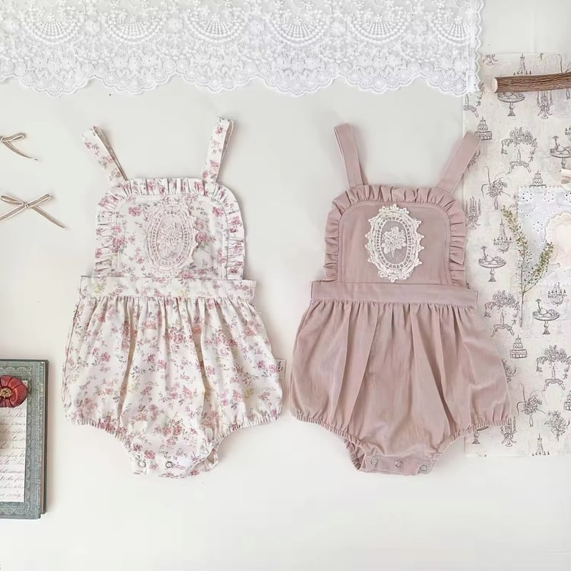 momo pink×flowerエンブレムレースサロペット(999) | こどもふく🧸moco