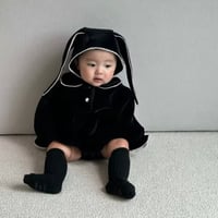 うさ耳ブラックベルベットロンパース(1694)