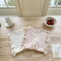 kids ivory×pinkぽこぽこニットベスト(1041)