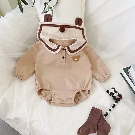 くま耳襟セーラーロンパースorワンピース(2375)