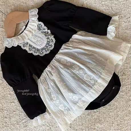 jennybebe blackメイド風スカートロンパース(1162)