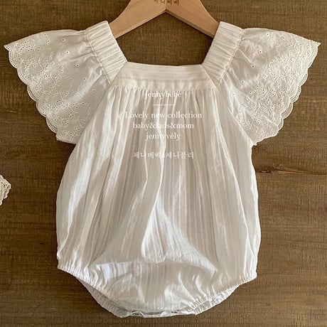 jennybebe アイレットsleeve whiteロンパース(4100)