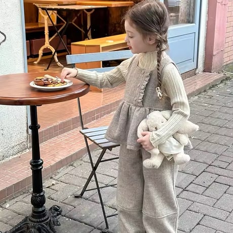kids ベストチュニック×ワイドレッグパンツコーデ(807)