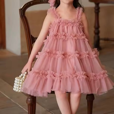kids 4color 4-tier frillキャミチュールドレス(1228)