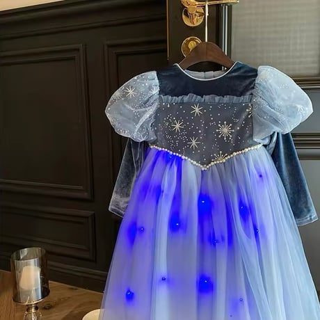 kids winter雪の結晶ベロアライトアップドレス(753)