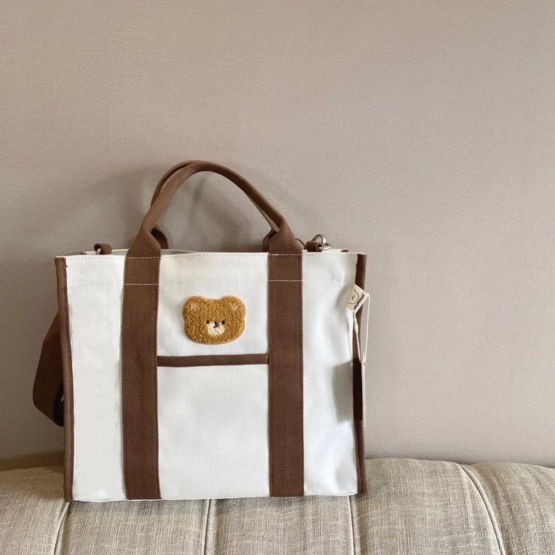 くまワッペンスクエアトートバッグ(213) | こどもふく moco kids