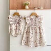 姉妹お揃いピンクパステルロンパースorワンピース(1606)