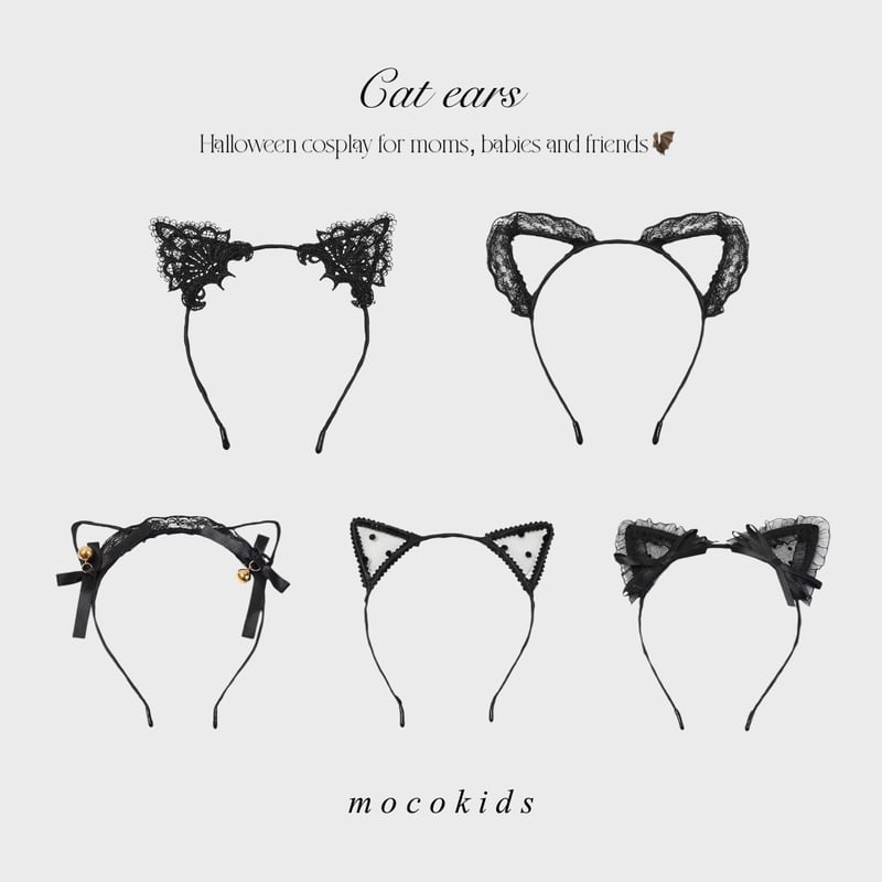 即納あり◇黒ねこレースカチューシャ(692) | こどもふく moco kids