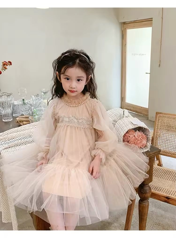 kids pink beige袖チュールドレス(3222) | こどもふく moco kids kids pink beige袖チュールドレス(3222) | こどもふく moco kids
