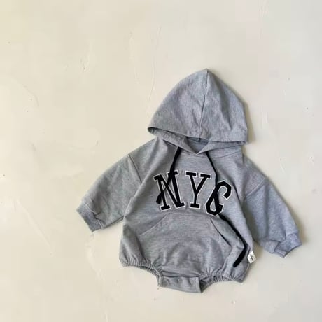 gray×navy NYCパーカーロンパース(1001)