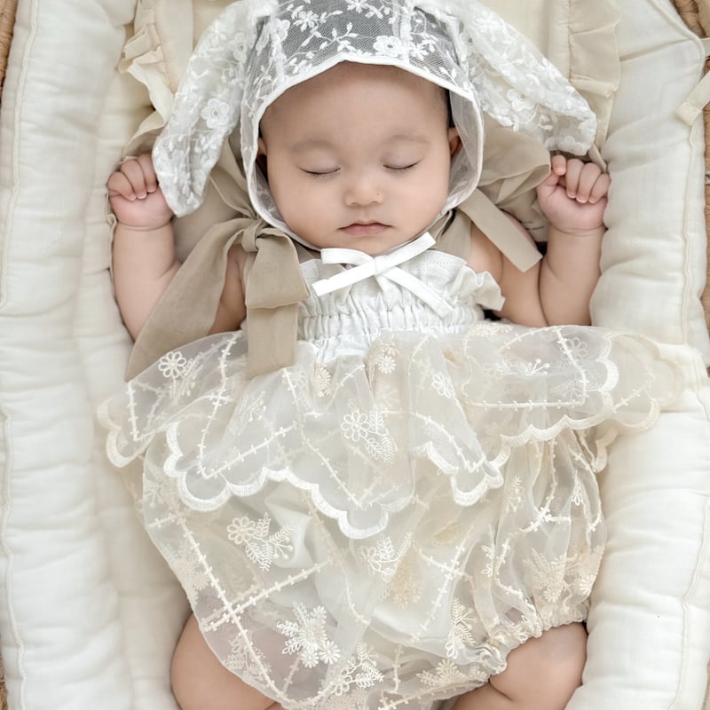 うさ耳レースボンネット(1568) | こどもふく moco kids