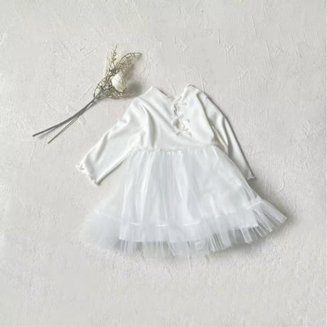 back miniベロアリボンチュールロンパース(1060)