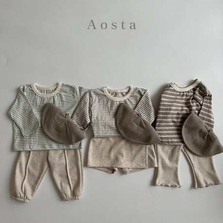 即納【Aosta】stripe Tshirt (a32)