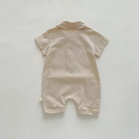 beige/army green シャツロンパース(4093)