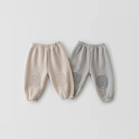 くま耳裏地ボーダーワッペンパンツセットアップ(2323)