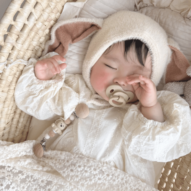 即納あり◇うさ耳ふんわりロング耳ボンネット(219) | こどもふく🧸mocokids