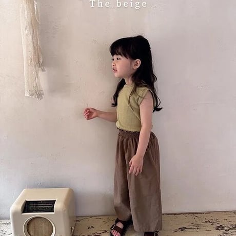 即納【The Beige】linen long skirt pants(2756)