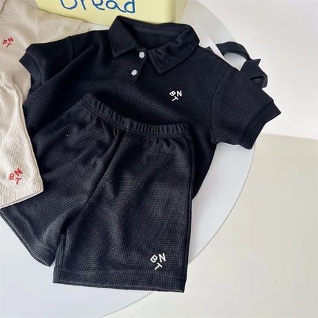 BNTレタリングワッフルポロシャツセットアップ(3010)
