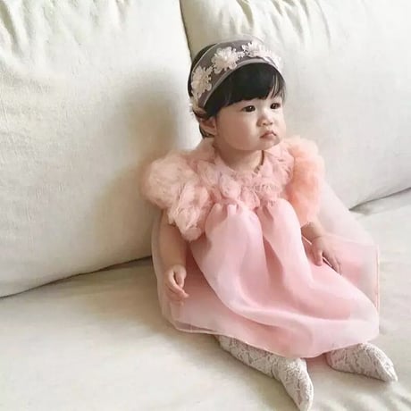 beige/pink シフォンブーケドレス(2249)