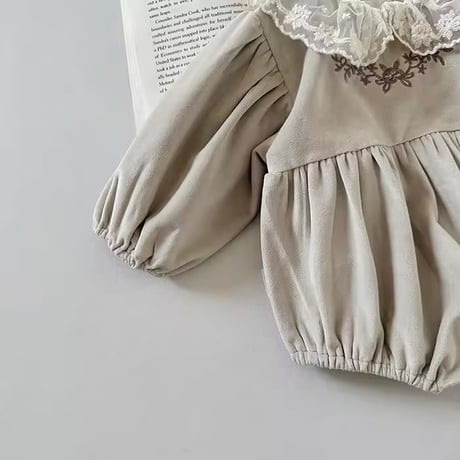 lace collarフランネルロンパース(765)