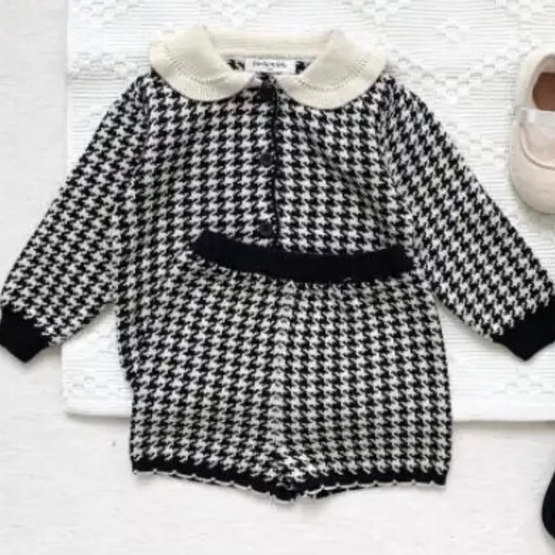 Riu 千鳥柄ニットセットアップ ブラック Rちゃん Riu 千鳥柄ニットセットアップ ブラック Rちゃん riu 千鳥柄セットアップ