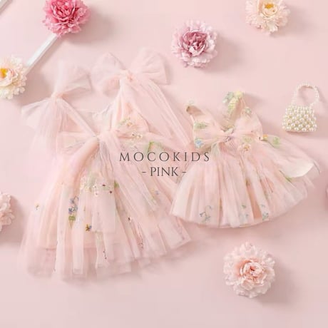 9color flower gardenキャミリボンチュールロンパースドレス(525)