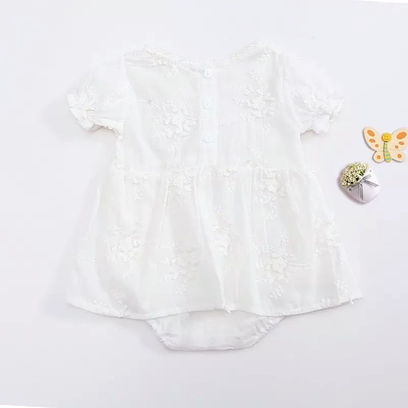 半袖ホワイトエンブロイダリーロンパース(612) | こどもふく moco kids