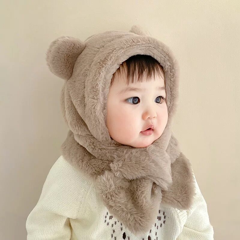 くま耳フェイクファーぬくぬくマフラー帽子(116) | こどもふく🧸mocokids