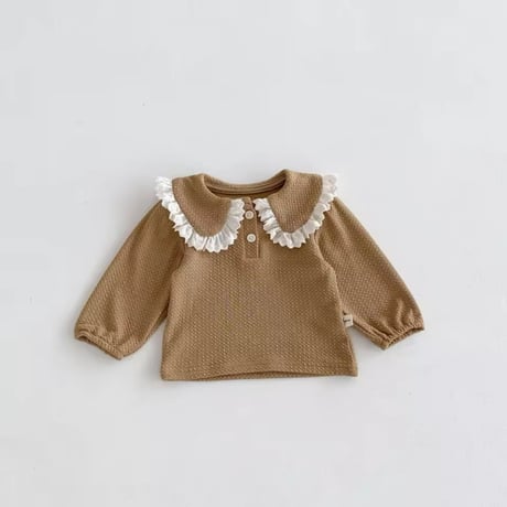 姉妹お揃いダークチェックバクシャンロンパースorワンピース×フリル襟ブラウス(806)