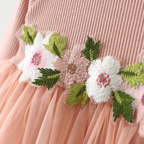 ウエスト刺繍フラワーワンピース(033)