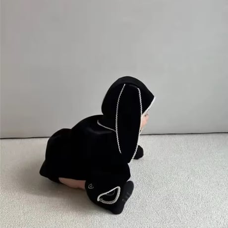 うさ耳ブラックベルベットロンパース(1694)