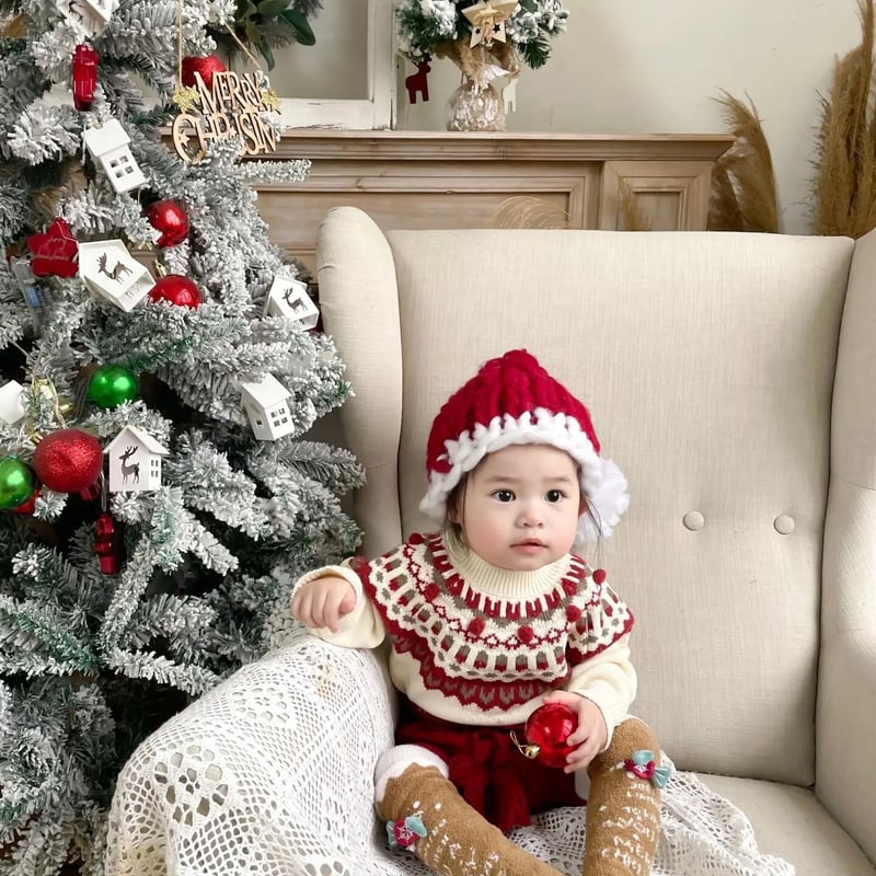 Xmasノルディスク柄セーター×ニットブルマ(3331) | こどもふく moco kids