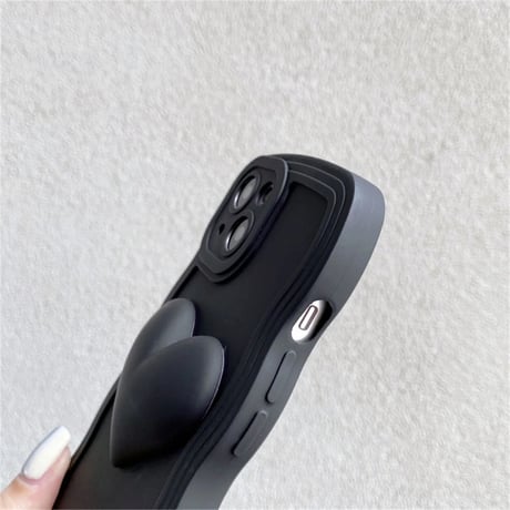 うねうねぷっくりハート×ストラップ付きシリコンiPhoneケース(302)