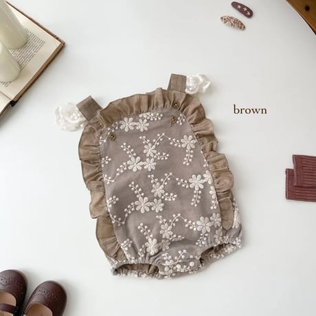 フラワー刺繍aroundフリルロンパース(3103)