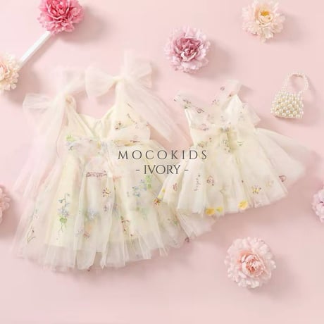 9color flower gardenキャミリボンチュールロンパースドレス(525)