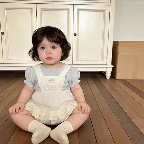 ペールブルーエプロンフェイクワンピース(2121)