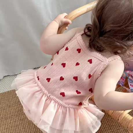 BabyGirl チュール付きキャミロンパース(1358)