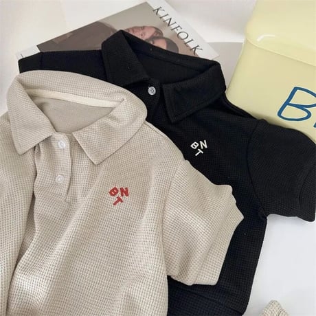 BNTレタリングワッフルポロシャツセットアップ(3010)