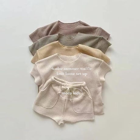 4color サマーワッフルニットルーズセットアップ(2729)