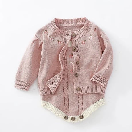pink 小花柄ニットガーデンorニットサロペット(3271)