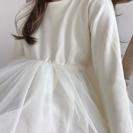 kids 3color シンプルチュールワンピース(1146)