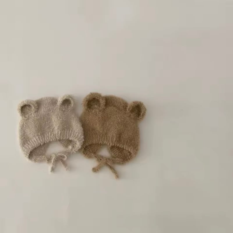 4color ふわふわくま耳ボンネット(1663) | こどもふく🧸mocokids